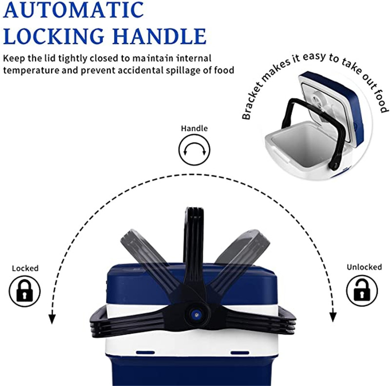 I-Wholesale Cooler Box DC 12V Car Fridge Electric Ibhokisi elipholile le-Camping Travel Picnics Ifriji Ephathekayo ene-Handle_ADV1