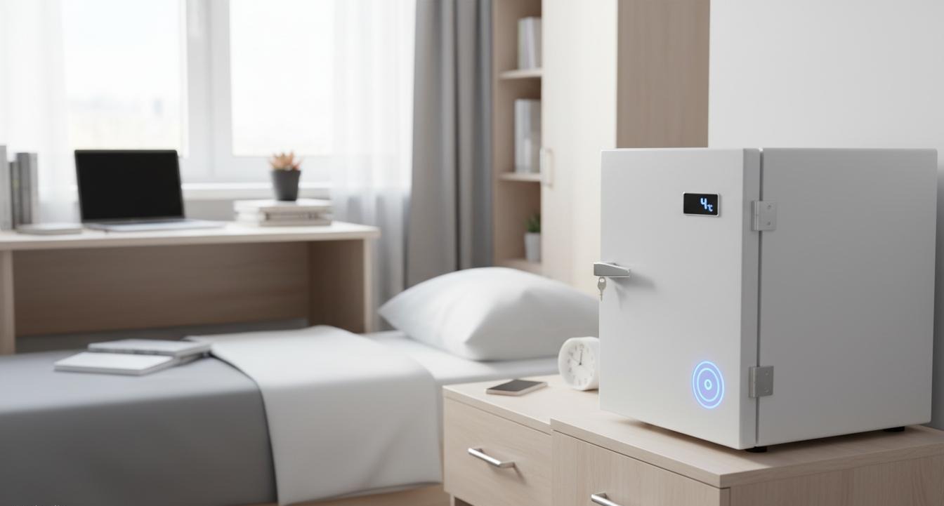 European Dormitory Suppliers Stock Lockable Bedroom Fridges Low-Voltage Protection